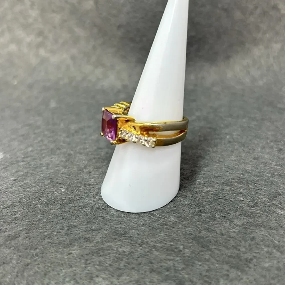 Vintage Purple Stone Ring from Thailand 4  on Each Side size 8